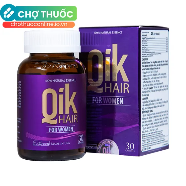 Viên uống Qik Hair For Women Ecogreen giúp giảm rụng tóc ở nữ giới, giúp tóc mọc nhanh (30 viên)