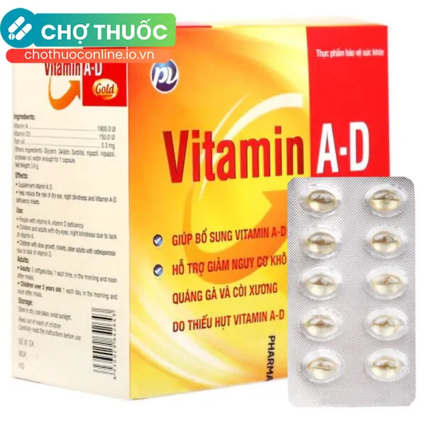 Viên uống Vitamin A-D Gold PV hỗ trợ giảm khô mắt (Hộp 100 viên)